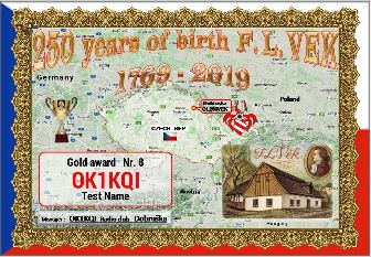 OL250VEK Award for 250 years of bird F.L.Vek – 22.393 QSO's