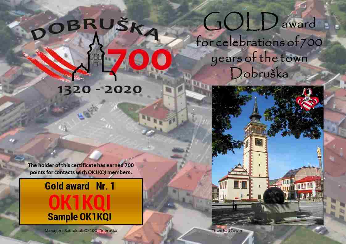 OL700DKA Award's for 700 years of Dobruska – 50.174 QSO's