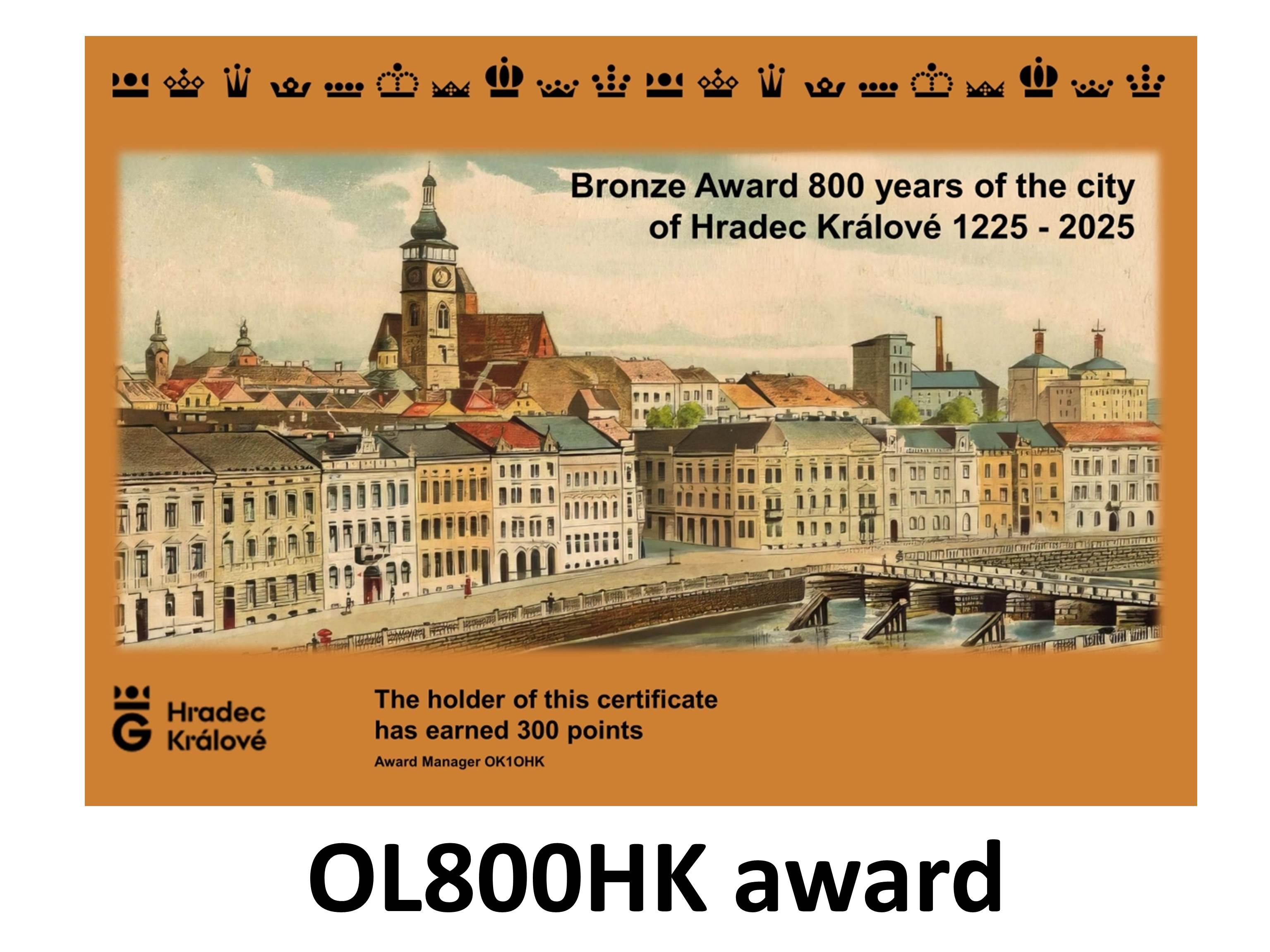 OL800HK Award's for 800 years of Hradec Kralove – 53.751 QSO's